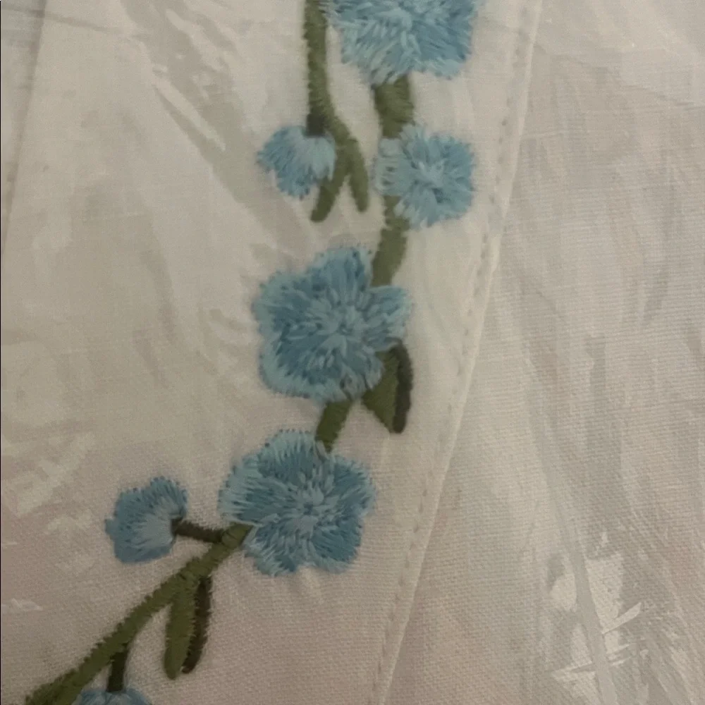 NWT Andie x Fanm Mon KEPEZ DRESS LINEN CAFTAN NEW White Blue EMBROIDERED size XL - Picture 10 of 11